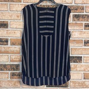 J. Crew Navy White Keyhole Stripe Sleeveless Blouse Women’s 12